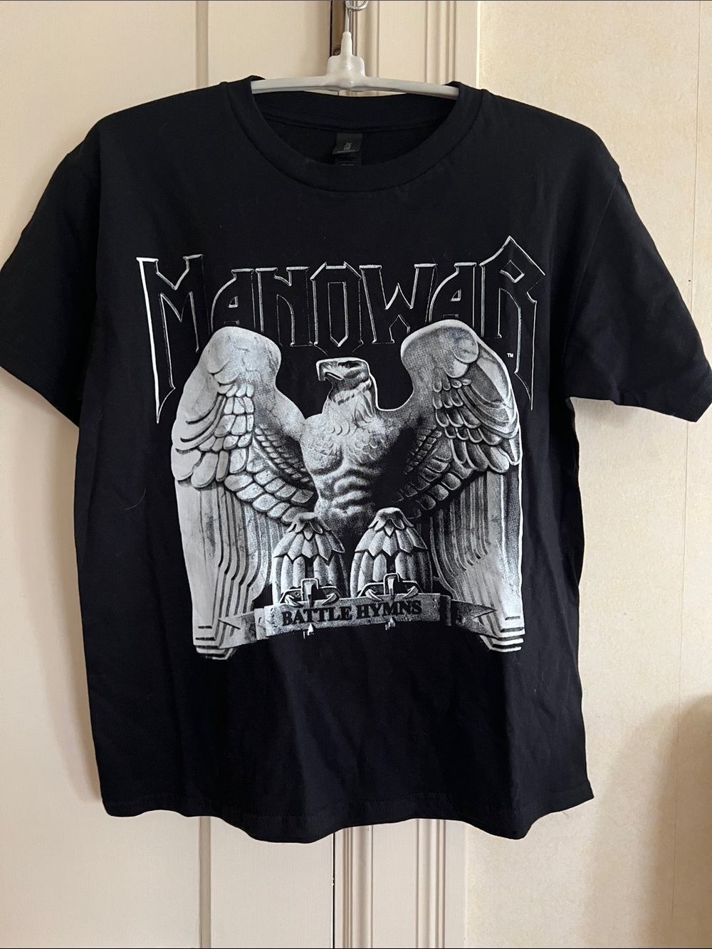 Gildan Black Short-Sleeve T-Shirt with Silver Eagle Graphic